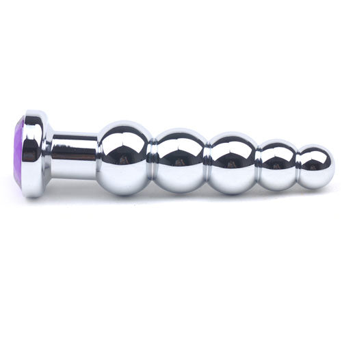 Sinful Metalic Long Rib 14cm Purple Diamante Butt Plug Sinful-NZ Sinful Metalic Long Rib 14cm Purple Diamante Butt Plug Sinful-NZ