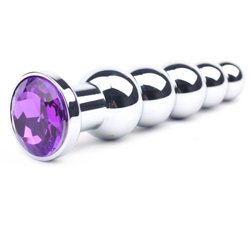 Sinful Metalic Long Rib 14cm Purple Diamante Butt Plug Sinful-NZ Sinful Metalic Long Rib 14cm Purple Diamante Butt Plug Sinful-NZ